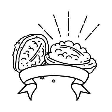 Siyah çizgili parşömen dövmeli ceviz kabuklu.