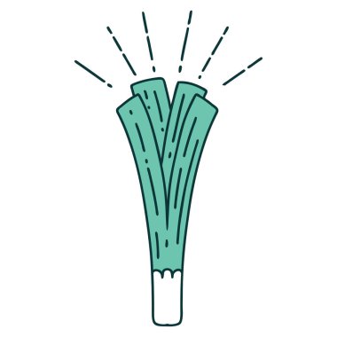 Geleneksel dövme stili pırasa çizimi