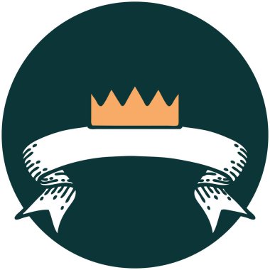 bir taç pankartıyla dövme biçimi simgesi