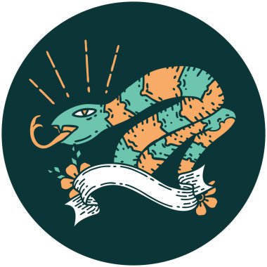 Dövme stili tıslayan yılanın simgesi