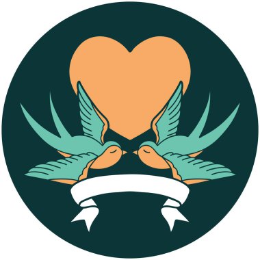 Kırlangıç bayrağı ve kalp dövmesi simgesi