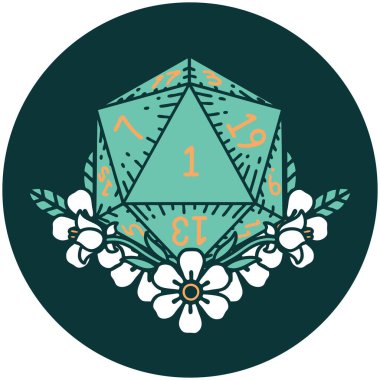 Doğal zarın ikonu çiçek elementleriyle yuvarlanır.