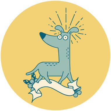 Dövme stili bir ikon Şaşırmış köpek