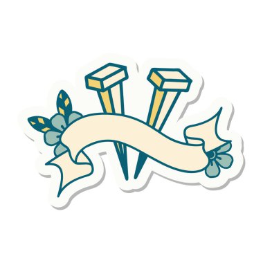 Demir çivi sancağıyla dövme stili çıkartması