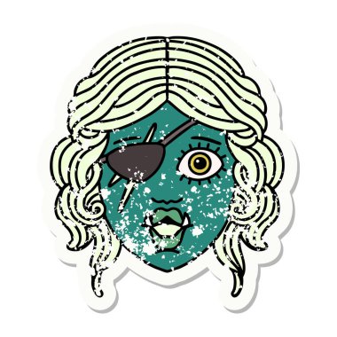 Retro Dövme Biçimli Ork karakter yüzü