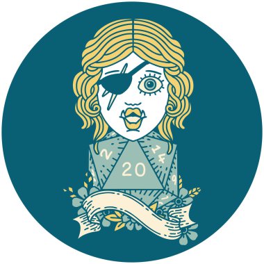 Retro Dövme Biçimli 20 zarlı haydut karakter