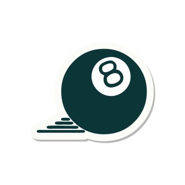 Sticker of tattoo in traditional style of 8 ball vector