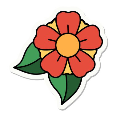 Geleneksel bir çiçek stiliyle dövme çıkartması