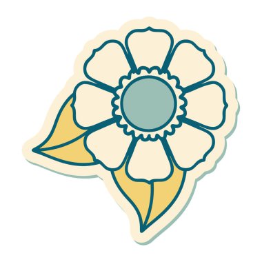 Geleneksel bir çiçek stiliyle dövme çıkartması