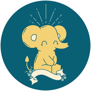 Dövme stili şirin bir fil ikonu