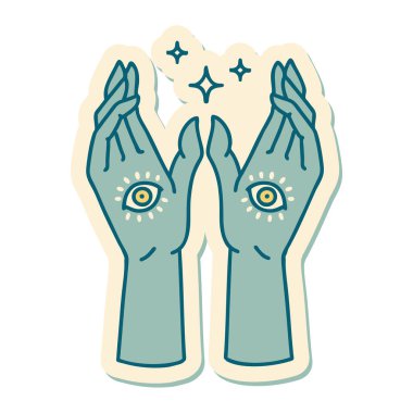 Geleneksel mistik eller stiliyle dövme çıkartması