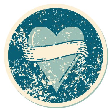 ikonik sıkıntılı çıkartma dövme stili bir kalp ve bayrak