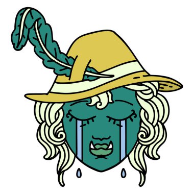 Retro Dövme Biçimi Ağlayan Ork Ozan karakteri 