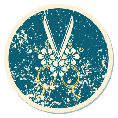 Berber makas ve çiçeklerin sembolik dövmeli resmi