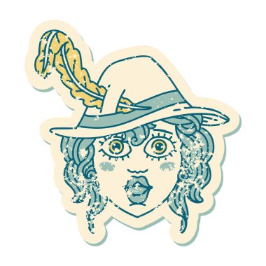 Bir insan ozan karakterinin grunge çıkartması