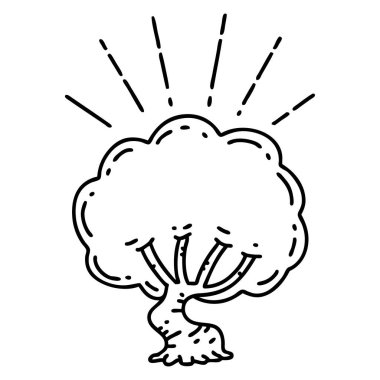 Geleneksel siyah çizgili dövme ağacı çizimi