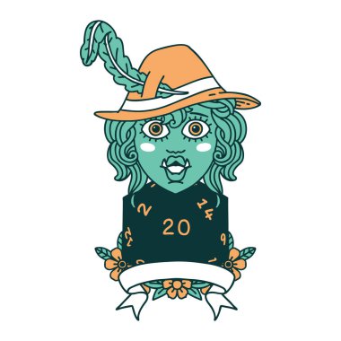 Retro Dövme Biçimi Doğal 20 zarlı yarım ork ozanı