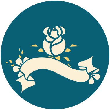 tek bir gül sancağına sahip dövme biçimi simgesi