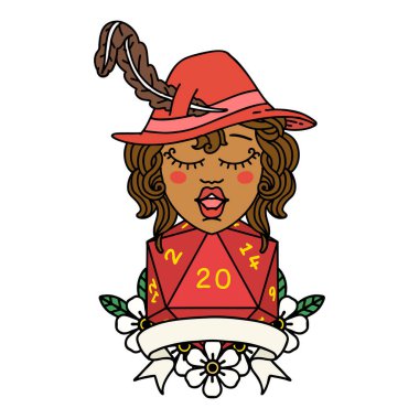 Retro Dövme Biçimli 20 zarlı ozan karakteri