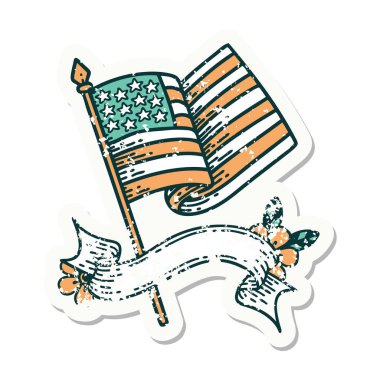 Üzerinde Amerikan bayrağı olan eski bir etiket.