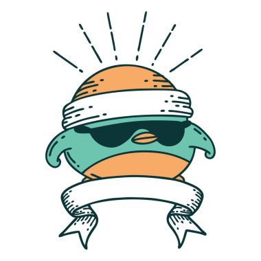 Dövme stili parşömen afişi. Güzel Robin.