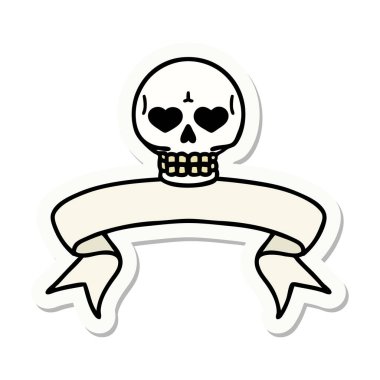 Kafatası sancağıyla dövme stili çıkartması