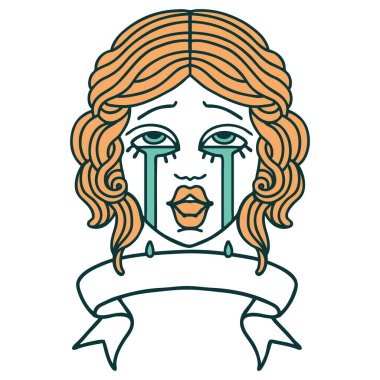 Çok mutlu ağlayan bir kadın yüzü dövmesi.