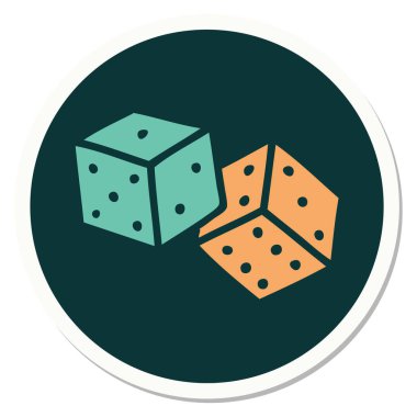 Dövme çıkartması geleneksel şanslı zar tarzında