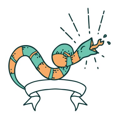 Dövme stili tıslayan yılan dövmeli parşömen.