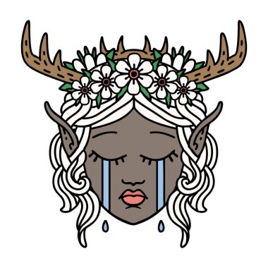 Retro Dövme Tarzı Ağlayan Elf Druid karakter yüzü