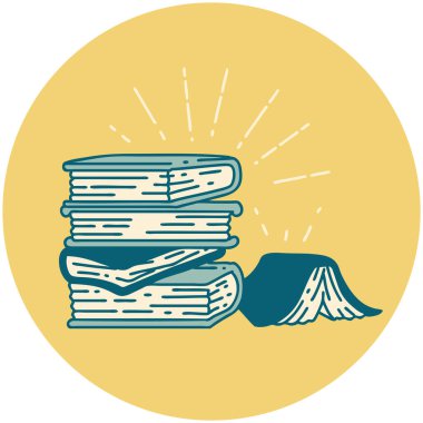 Dövme stili kitap yığınının simgesi