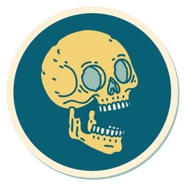 Geleneksel bir kafatası stili dövme çıkartması