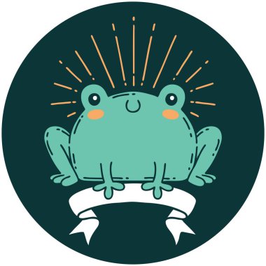 Dövme stili mutlu kurbağa ikonu