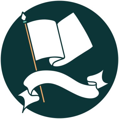 bayrak sancağına sahip dövme biçimi simgesi