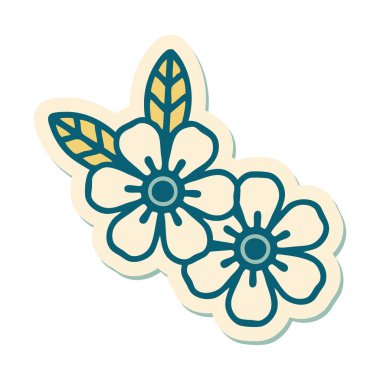 Geleneksel çiçek stiliyle dövme çıkartması