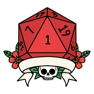 Retro Dövme Biçimi Doğal bir d20 zar atma