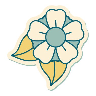 Geleneksel bir çiçek stiliyle dövme çıkartması