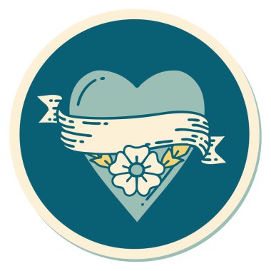 Geleneksel kalp çiçeği ve bayrak şeklinde dövme çıkartması.