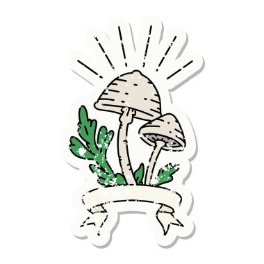 Eski bir dövme stili mantar çıkartması.