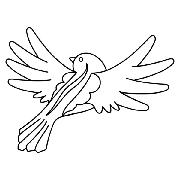Tatouage Dans Style Ligne Noire Oiseau Volant — Image vectorielle