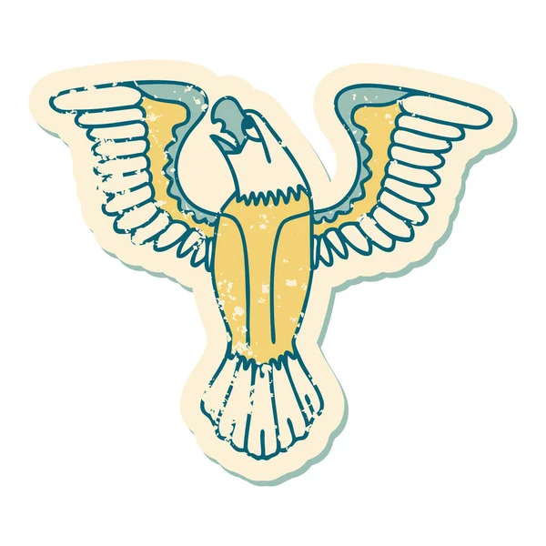 Знаковий Сумний Наклейка Татуювання Стиль Зображення Американського Орла — стоковий вектор