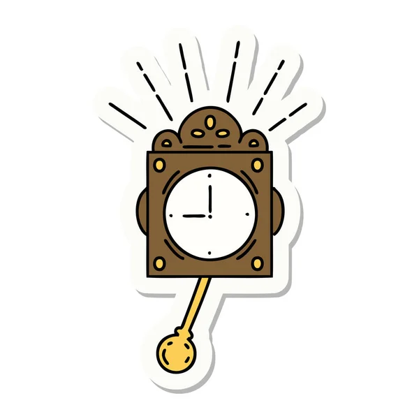 Etiqueta Engomada Reloj Marcaje Estilo Tatuaje — Vector de stock