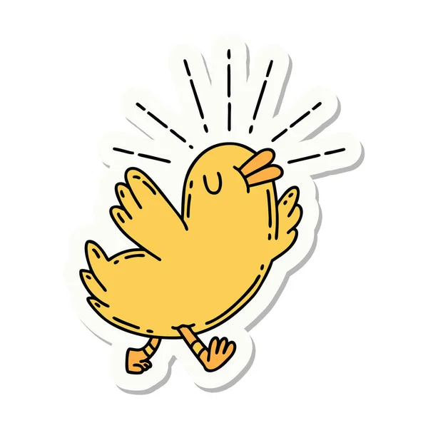 Sticker Tattoo Style Happy Bird — Stock Vector