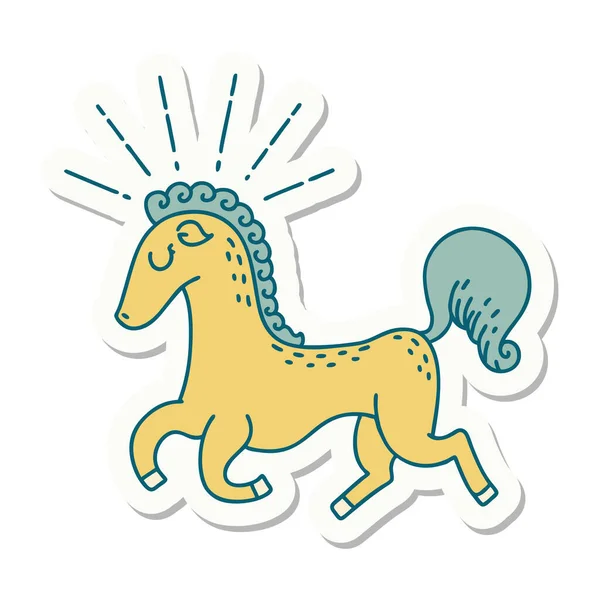 Sticker Tattoo Style Prancing Stallion — Stock Vector