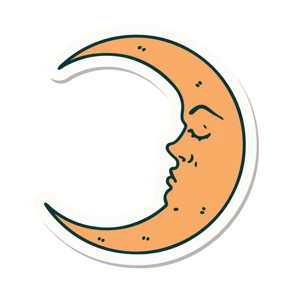 Sticker Tattoo Traditional Style Crescent Moon — Stock Vector