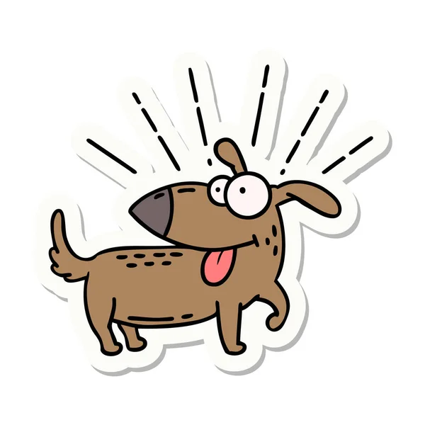 Sticker Tattoo Style Happy Dog — Stock Vector