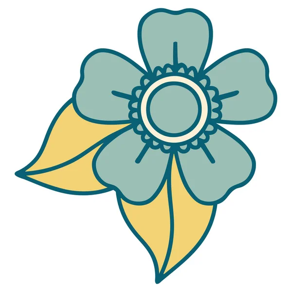 Imagen Icónica Del Estilo Del Tatuaje Una Flor — Vector de stock