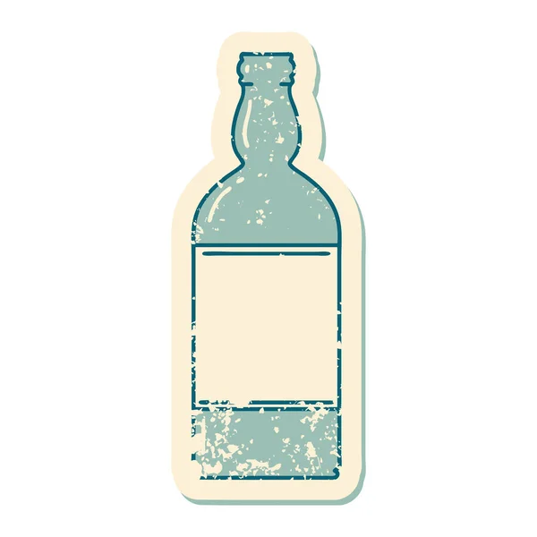 Ikonische Distressed Sticker Tattoostil Bild Einer Flasche — Stockvektor