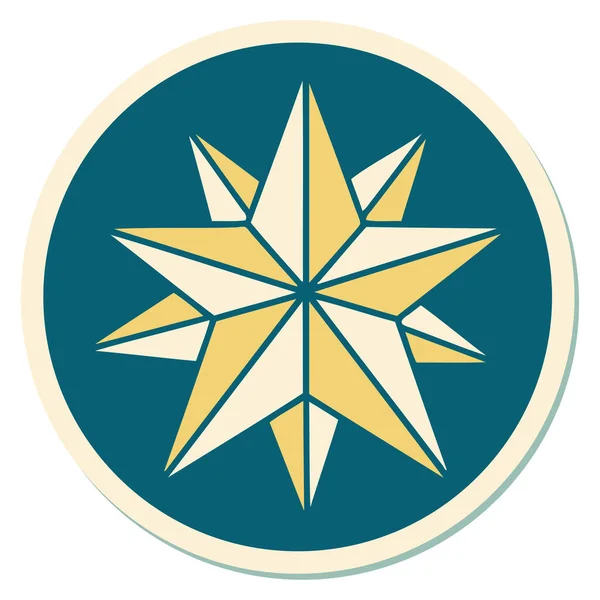 伝統的なスタイルの星の入れ墨のステッカー — ストックベクタ