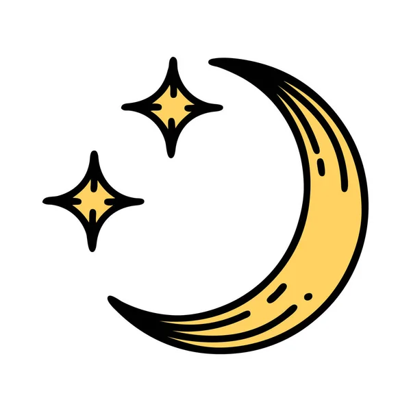 Татуировка Традиционном Стиле Луны Звезд — стоковый вектор
